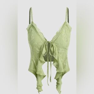 Green ruffled tie top!